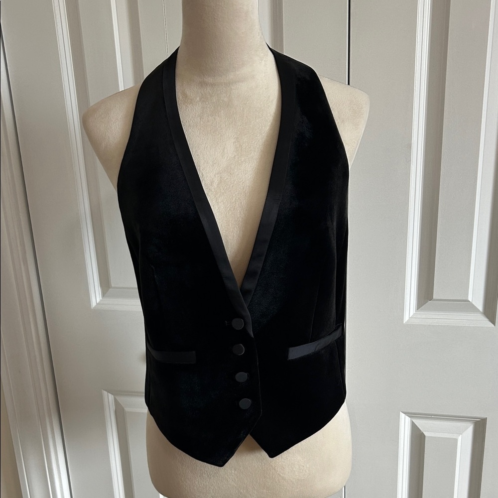 Express Black Velvet Blazer with Matching Vest - Picture 5 of 12